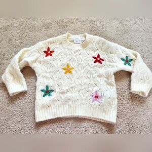 Zara Toddler Sweater with Flowers - 3-4